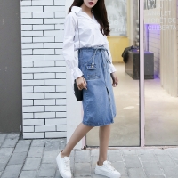Chân váy jeans nơ điệu đà