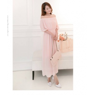 Maxi voan hồng trể voan