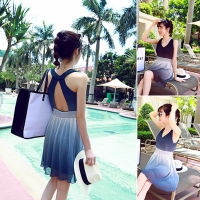 Đầm xòe màu lam nữ tính 