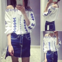 Áo xô phom rộng thêu hoa 