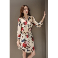 Đầm suông công sở họa tiết