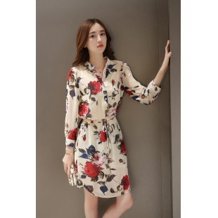 Đầm suông công sở họa tiết