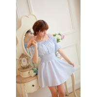 Đầm caro xanh trể vai