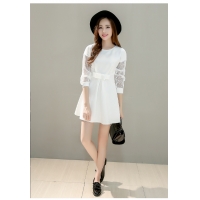 Đầm xòe trắng tay lưới