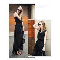 Đầm maxi yếm đen 
