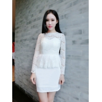 Đầm peplum ren trằng