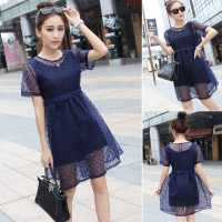 Đầm xòe chấm bi trong suốt