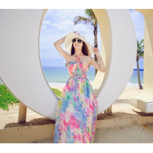 Đầm maxi hoa đi biển