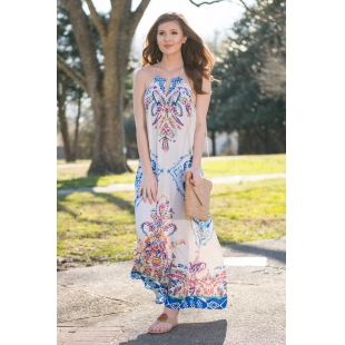 Đầm maxi chiffon họa tiết