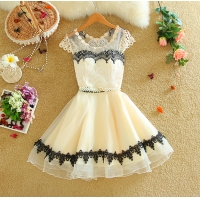 Đầm ren xòe viền đen