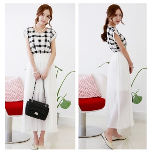 Maxi voan kẻ ô trắng
